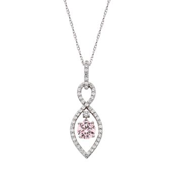 Sterling Silver Pink Cubic Zirconia Infinity Pendant Necklace
