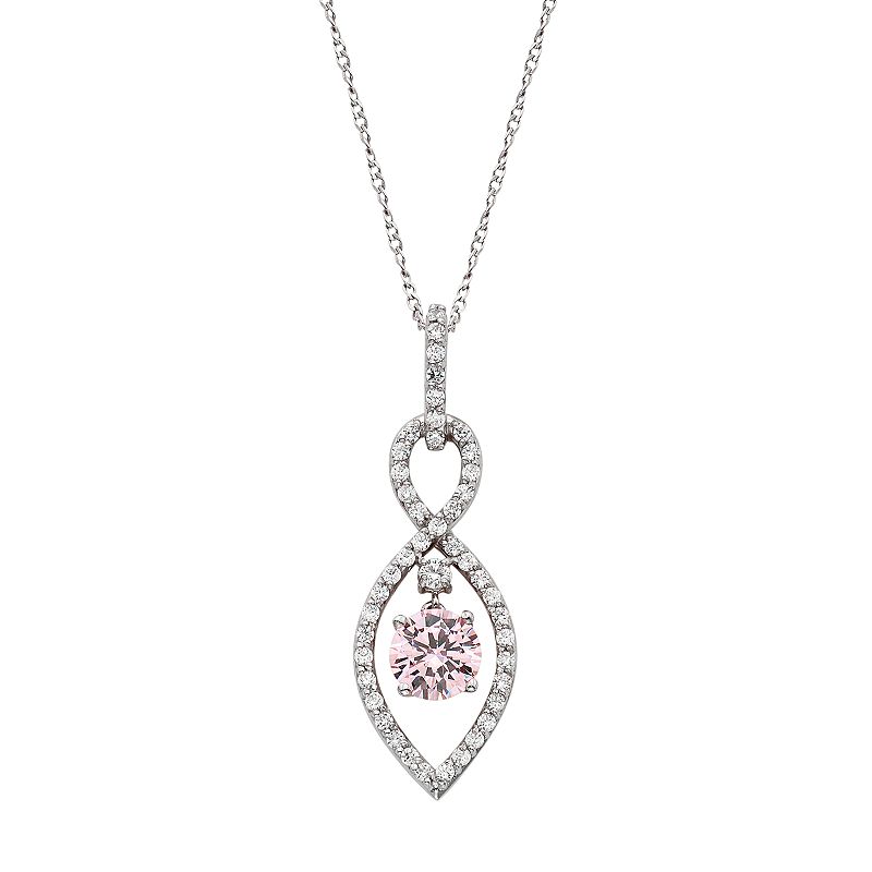 Sterling Silver Pink Cubic Zirconia Infinity Pendant Necklace, Womens, Si