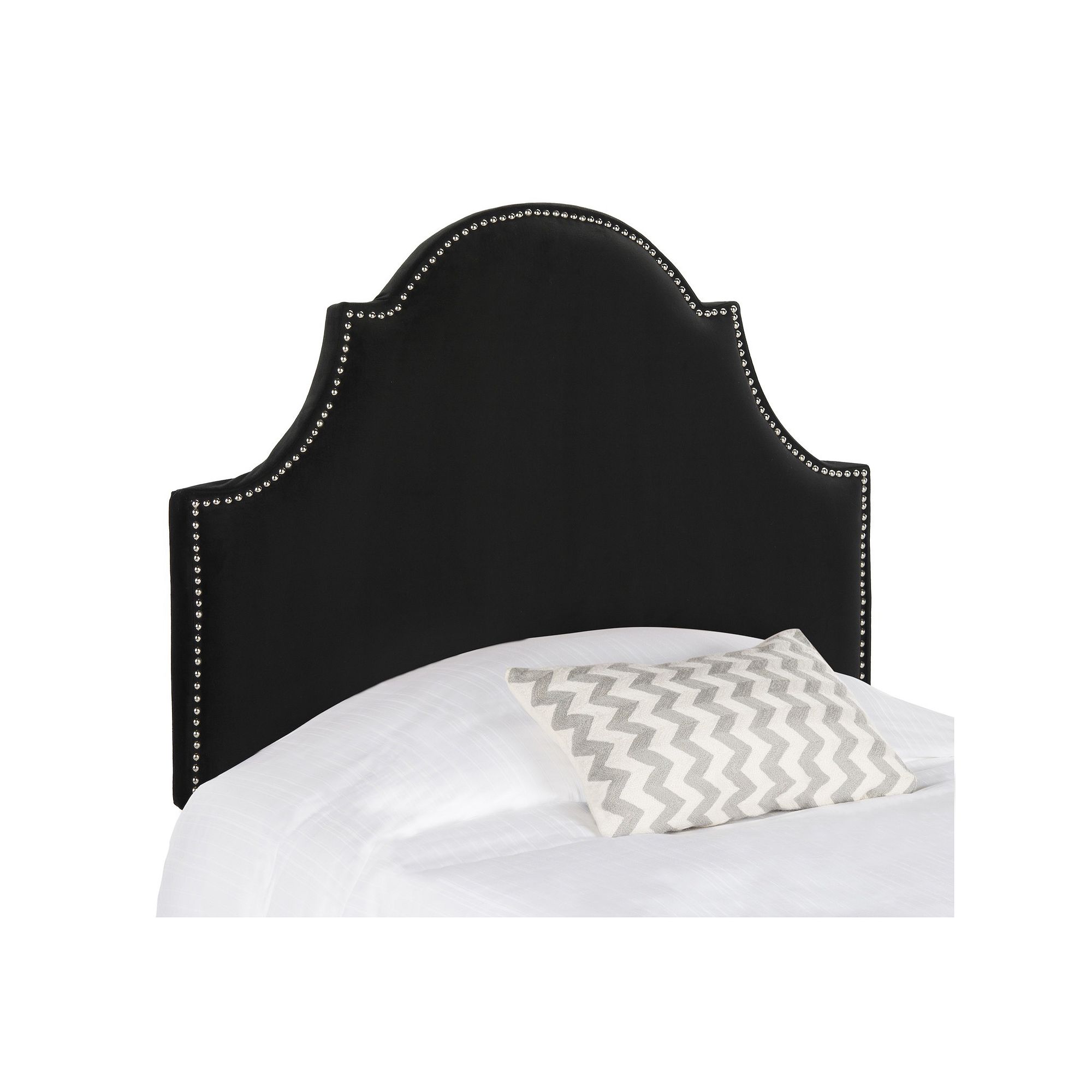 Safavieh Hallmar Arched Headboard, Black Velvet