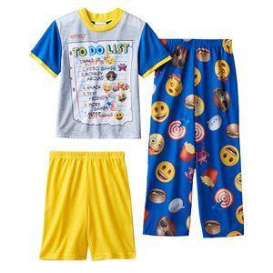 Boys 4-10 Emoji 3-Piece Pajama Set