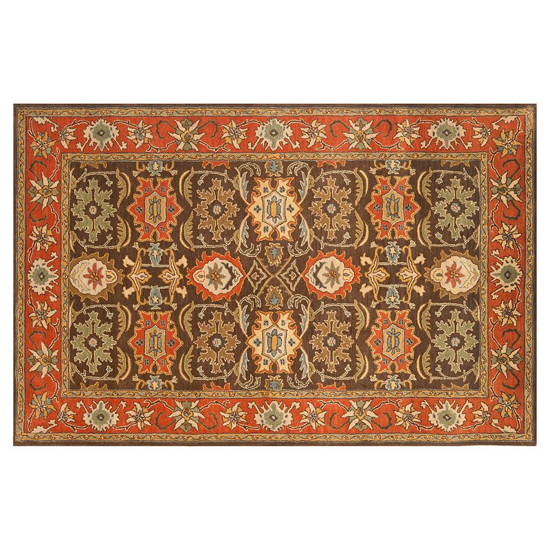 Safavieh Heritage Bergen Framed Floral Wool Rug, Brown, 6FT Sq