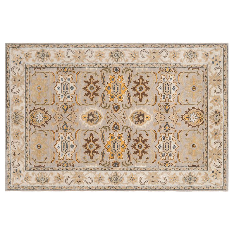 Safavieh Heritage Bergen Framed Floral Wool Rug, Grey, 6X9 Ft