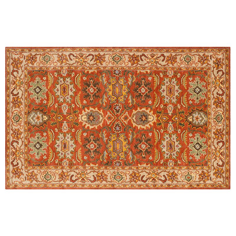 Safavieh Heritage Bergen Framed Floral Wool Rug, Orange, 2X10 Ft