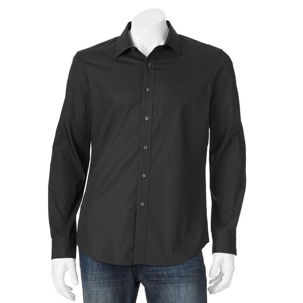 Men's Apt. 9® Slim-Fit Solid Textured Woven Casual Button-Down Shirt