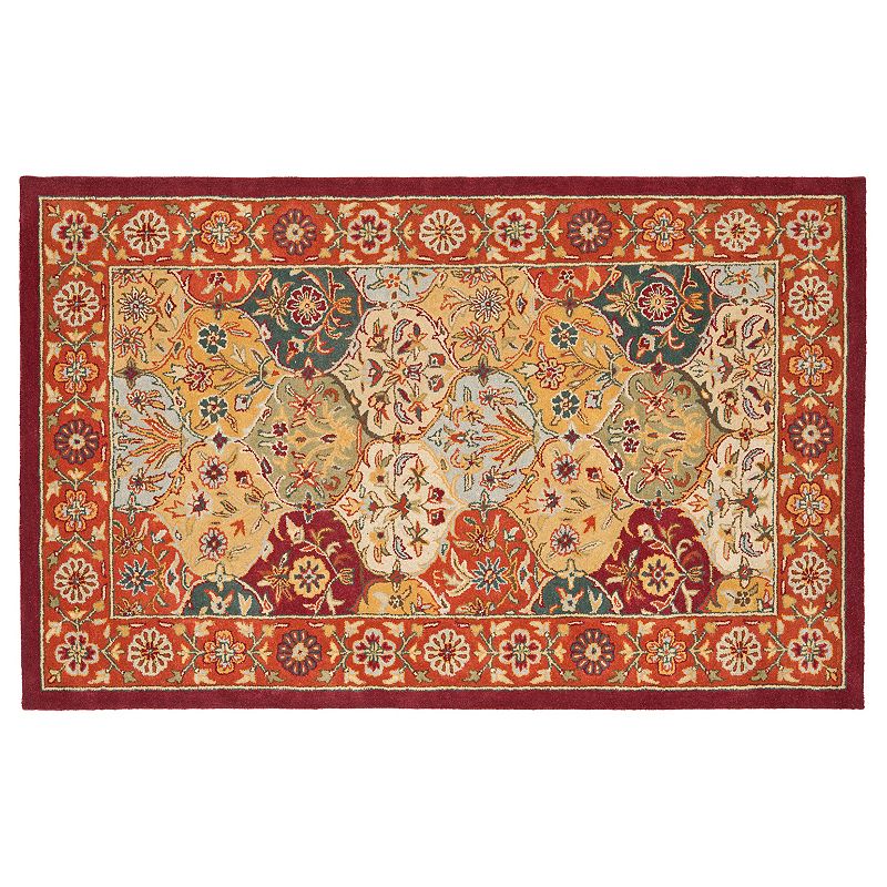 Safavieh Heritage Reine Framed Floral Wool Rug, Red, 2X20 Ft