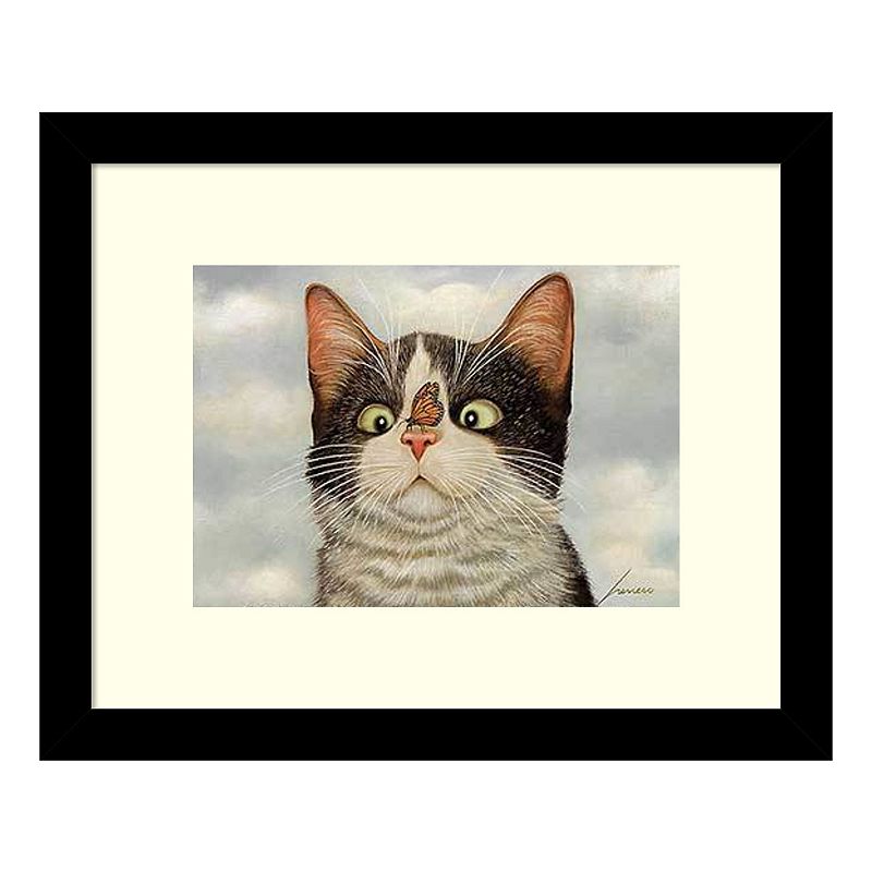 UPC 032231773736 product image for Hugo Hege Cat And Butterfly Framed Wall Art, Black, Small | upcitemdb.com