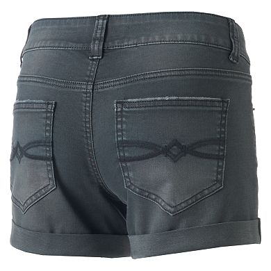 Juniors' Mudd® FLX Stretch 2-Button Denim Midi Shorts
