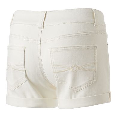 Juniors' Mudd® FLX Stretch 2-Button Denim Midi Shorts
