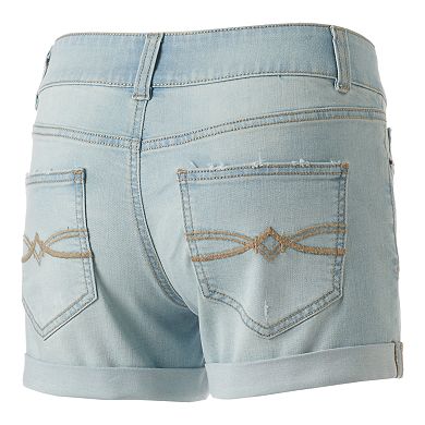 Juniors' Mudd® FLX Stretch 2-Button Denim Midi Shorts