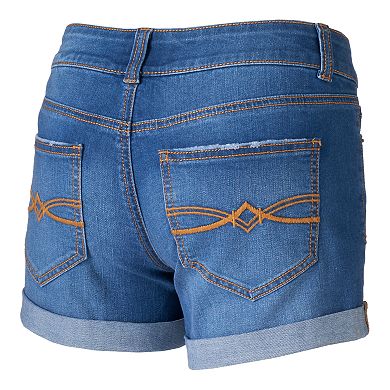 Juniors' Mudd® FLX Stretch 2-Button Denim Midi Shorts
