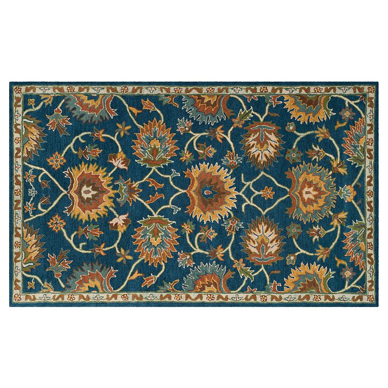 Safavieh Heritage Sibiu Framed Floral Wool Rug, Blue, 6FT Sq