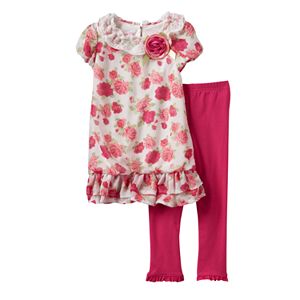 Baby Girl Nannette Rose Dress & Ruffle Leggings Set