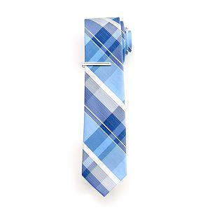 Men's Van Heusen Spring Plaid Skinny Tie With Tie Bar