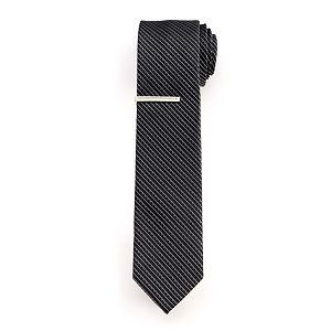 Men's Van Heusen Patterned Skinny Tie With Tie Bar