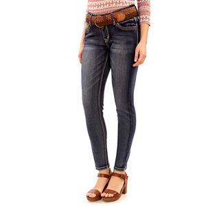 Juniors' Wallflower Curvy Belted Skinny Jeans