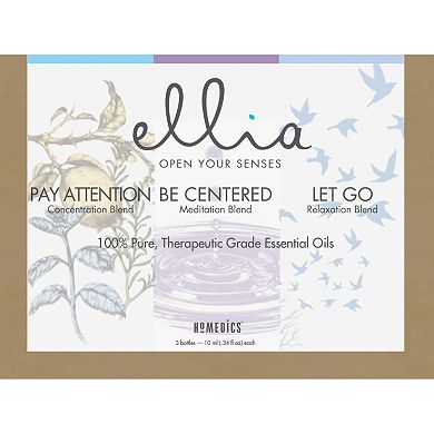 Ellia by HoMedics Pay Attention, Be Centered, & Let Go Essential Oils 3-piece Set