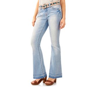 Juniors' Wallflower Curvy Release Hem Flare Jeans