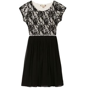 Girls 7-16 & Plus Size Speechless Lace Bodice Mesh Skirt Dress