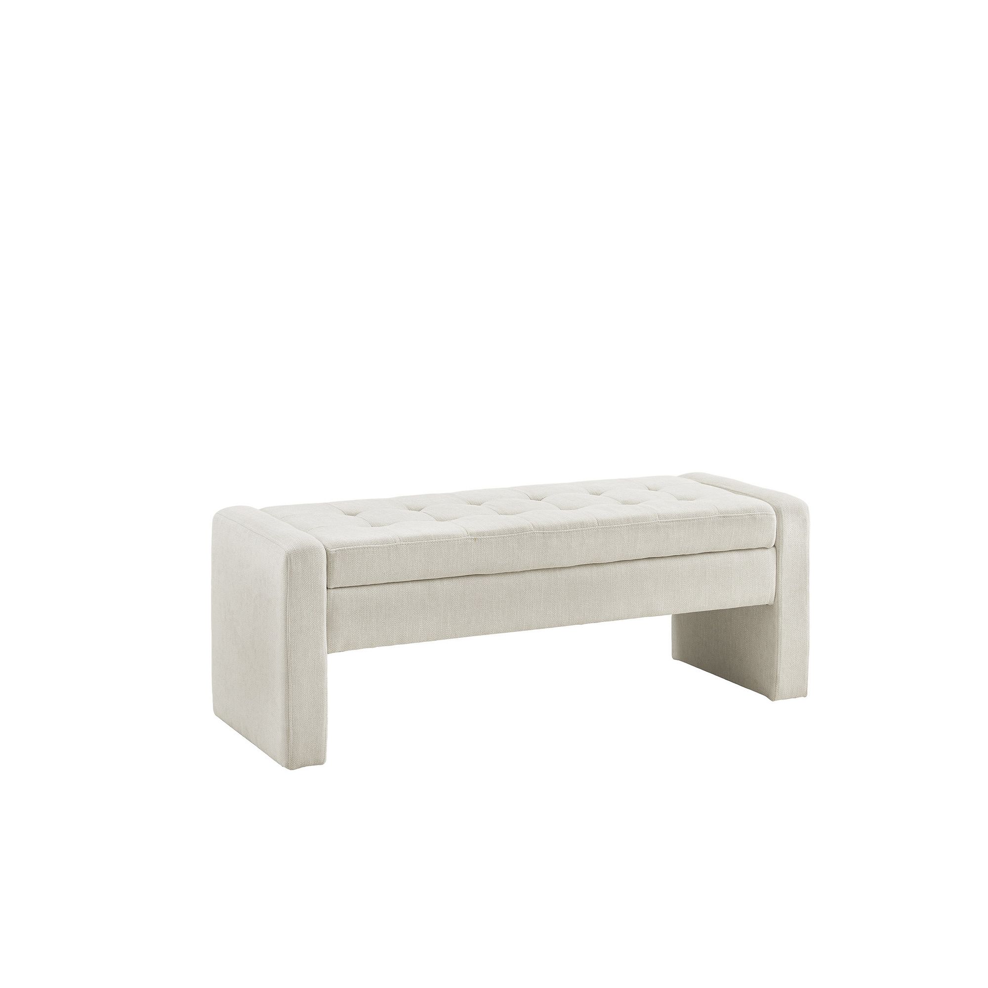 Madison Park Payden Tufted Storage Ottoman, Light Beige