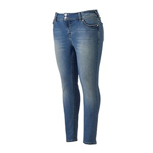Juniors' Plus Size Wallflower Luscious Curvy Butterfly Skinny Jeans