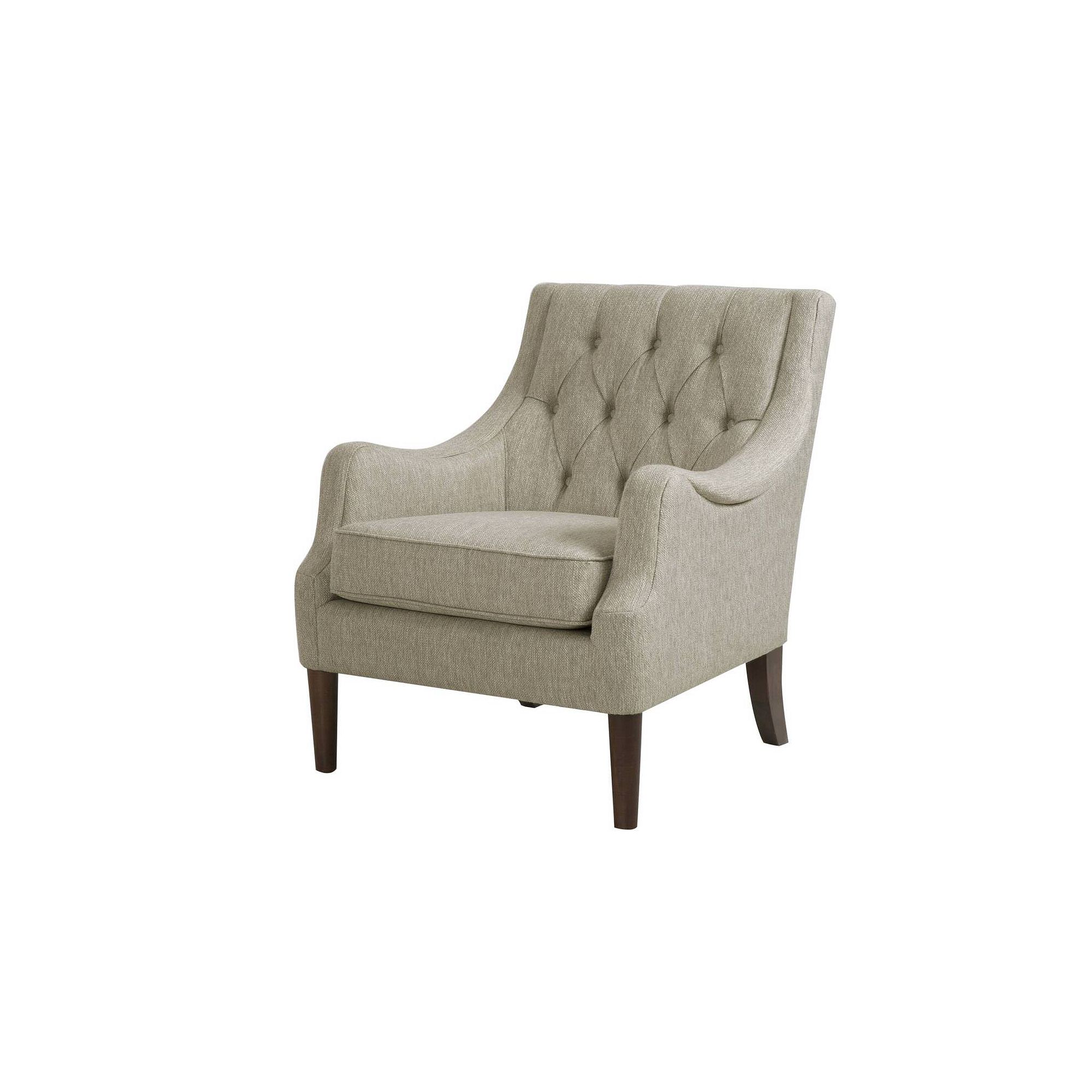 Madison Park Elle Button Tufted Accent Chair, Ivory