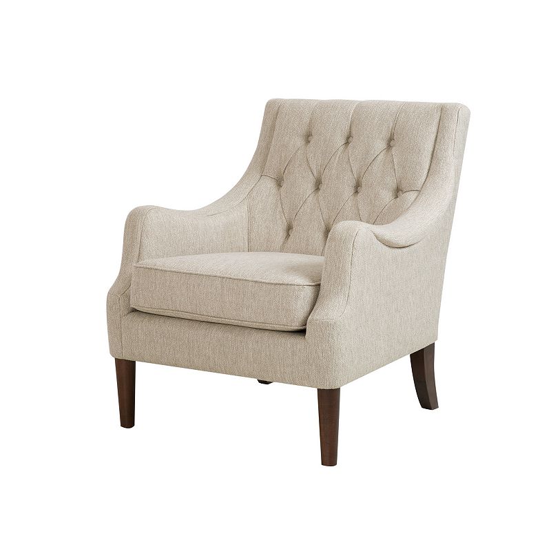 Madison Park Elle Button Tufted Accent Chair, Beig/Green