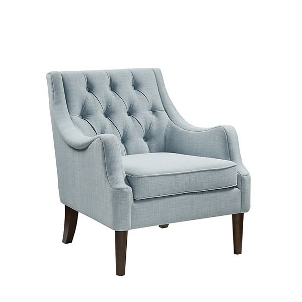 Cassie Button Tufted Accent Chair Dusty Blue - Madison Park: Upholstered, Plywood Frame, Foam Fill