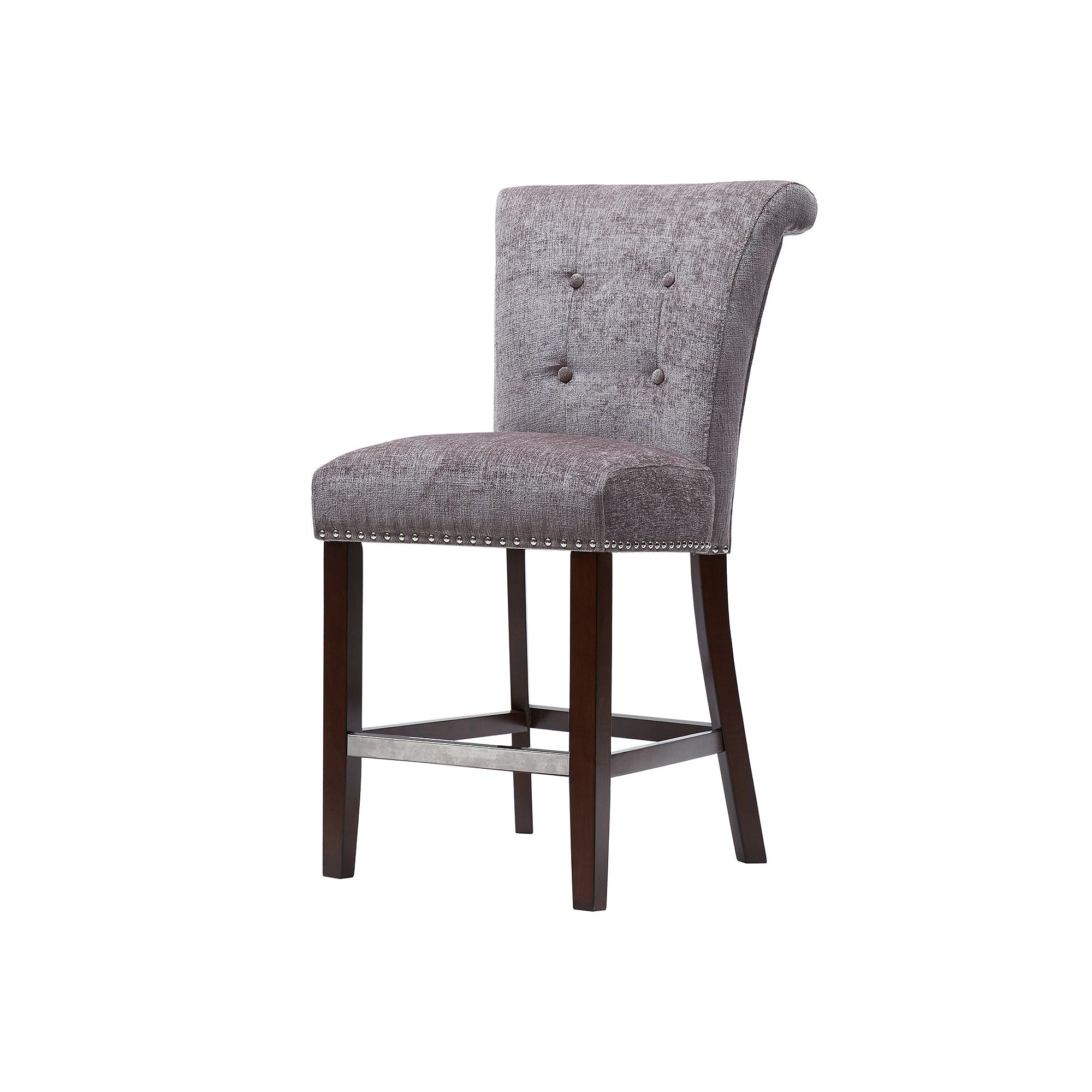 Madison Park Weldon Button Tufted Counter Stool, Medium Gray