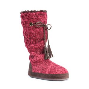 MUK LUKS Women's Grace Cable Knit Tall Boot Slippers