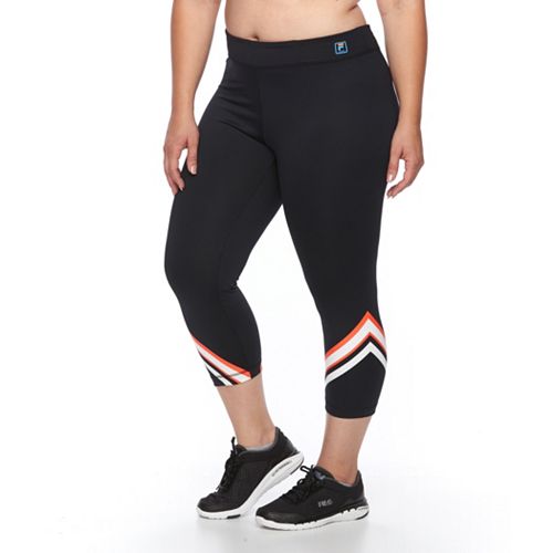 Plus Size FILA SPORT® Reflective Striped Crop Workout Leggings