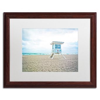 Trademark Fine Art Florida Beach Chair 2 Dark Finish Framed Wall Art
