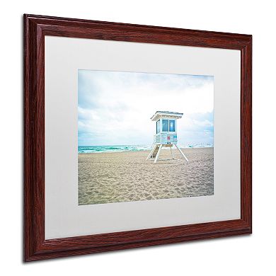 Trademark Fine Art Florida Beach Chair 2 Dark Finish Framed Wall Art