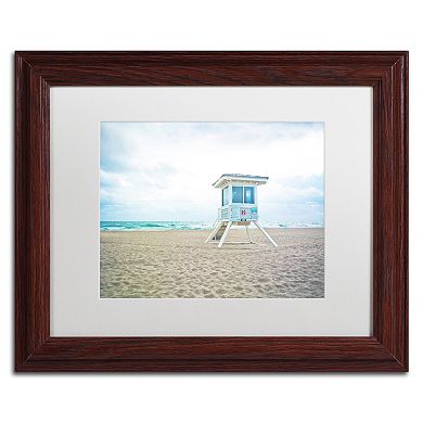 Trademark Fine Art Florida Beach Chair 2 Dark Finish Framed Wall Art