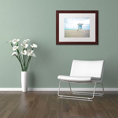 Trademark Fine Art Florida Beach Chair 2 Dark Finish Framed Wall Art