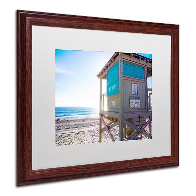 Trademark Fine Art Florida Beach Guard Dark Finish Framed Wall Art