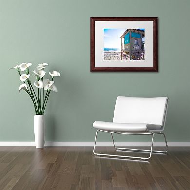 Trademark Fine Art Florida Beach Guard Dark Finish Framed Wall Art