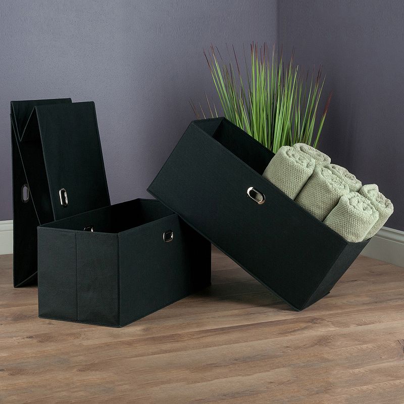 Winsome Torino Folding Storage Basket 3-piece Set, Black