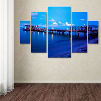 Trademark Fine Art Florida Pier Canvas Wall Art 5 pc Set