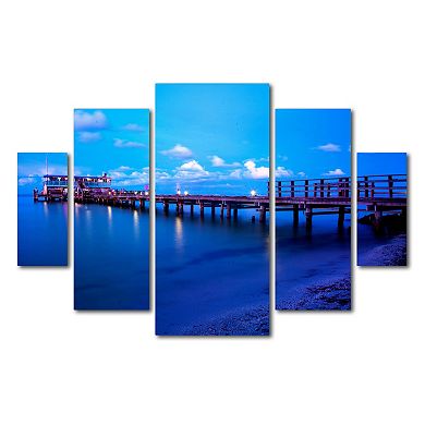 Trademark Fine Art Florida Pier Canvas Wall Art 5-piece Set