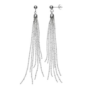 Karat Rush Sterling Silver Beaded Fringe Drop Earrings