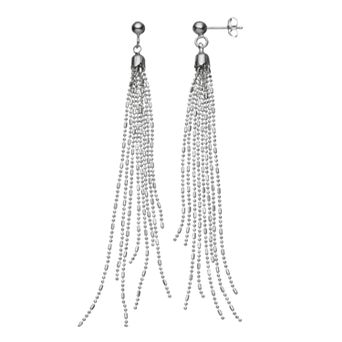 Karat Rush Sterling Silver Beaded Fringe Drop Earrings