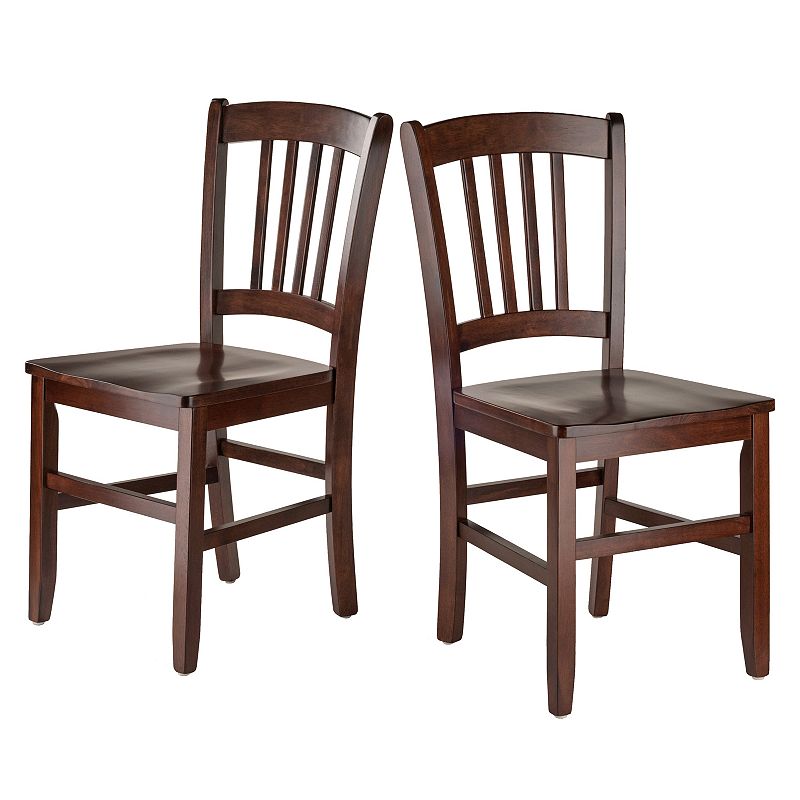 Winsome Set of 2 Madison Slat Back Chairs Walnut - Winsome: Hardwood Construction, Contoured Seat, 220lb Capacity