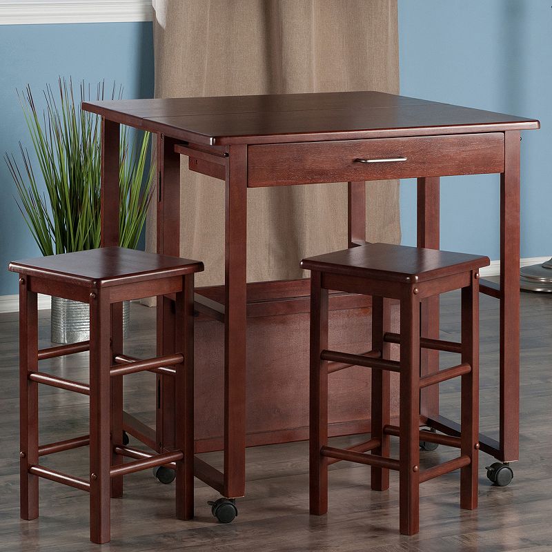 Winsome Fremont Space Saver Bar Table & Counter Stool 3-piece Set, Brown