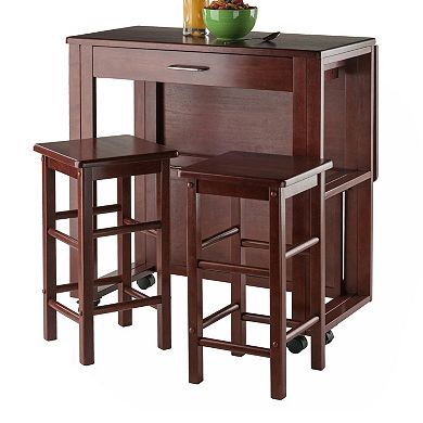 Winsome Fremont Space Saver Bar Table & Counter Stool 3-piece Set