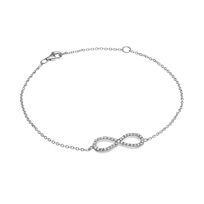 Sterling Silver Cubic Zirconia Infinity Bracelet, Womens, Size: 7, Grey