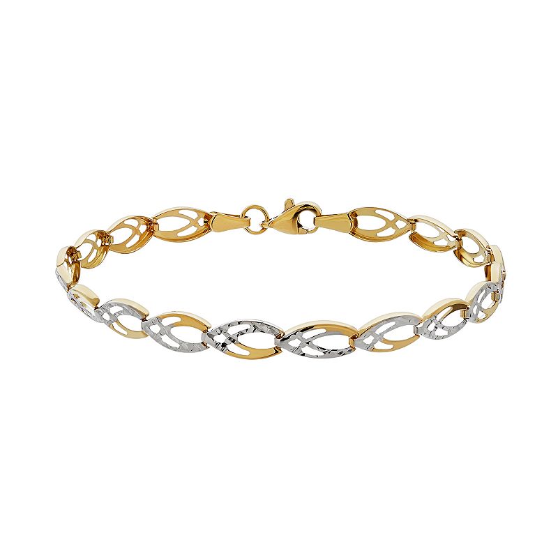 Everlasting Gold Two Tone 10k Gold Marquise Bracelet, Womens