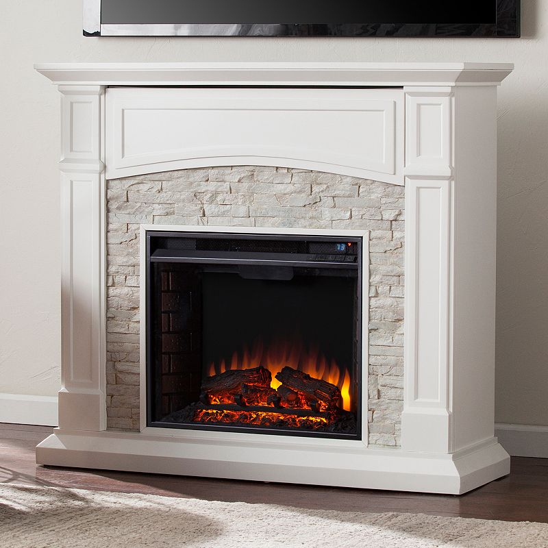 73572498 Shannon Faux Stone Electric Fireplace, White sku 73572498