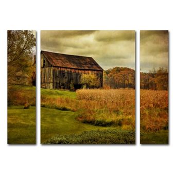 Trademark Fine Art "Old Barn on Rainy Day" Wall Art 3 pc Set