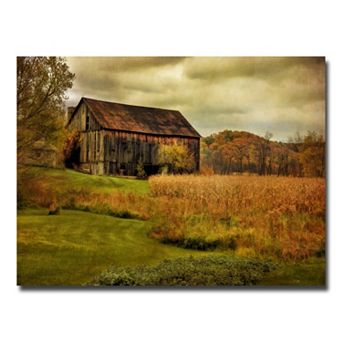 Trademark Fine Art Old Barn On Rainy Day Canvas Wall Art