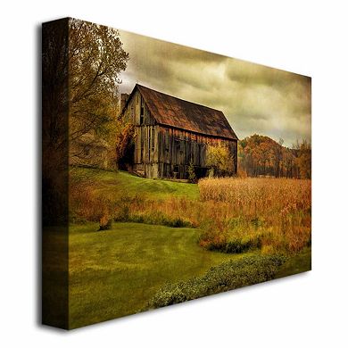 Trademark Fine Art Old Barn On Rainy Day Canvas Wall Art